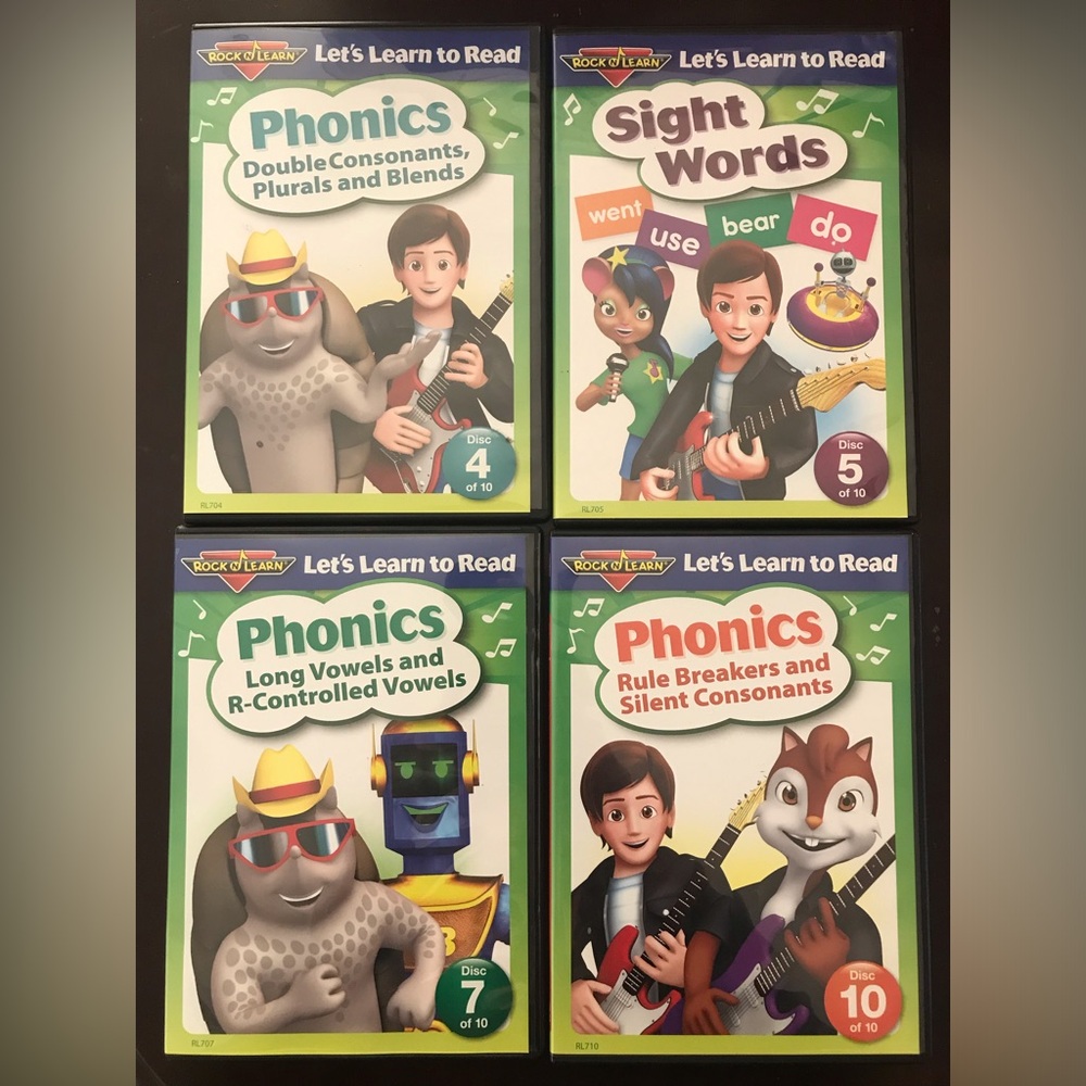 Rock N Learn Learn to Read 4 DVDs of the series: 4, 5, 7, 10. Phonics homeschool